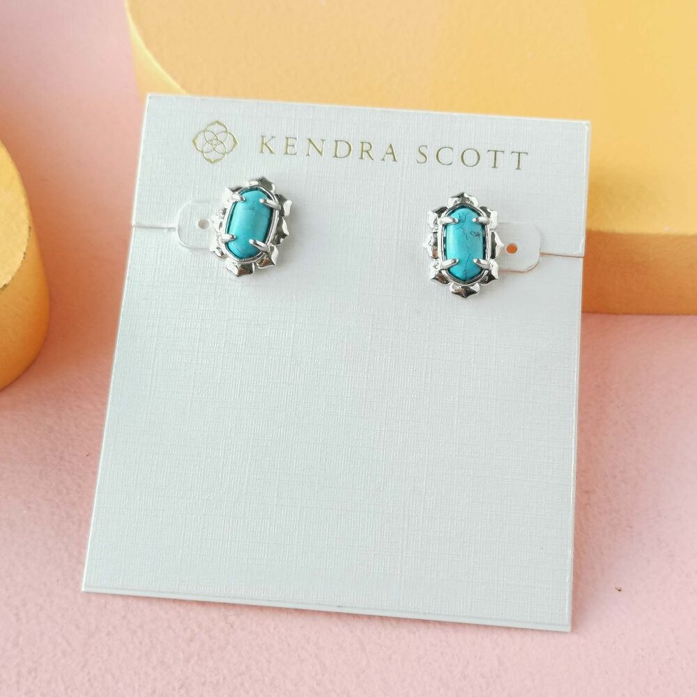 Kendra Scott - Piper Variegated Turquoise Silver Stud Earrings - NEW